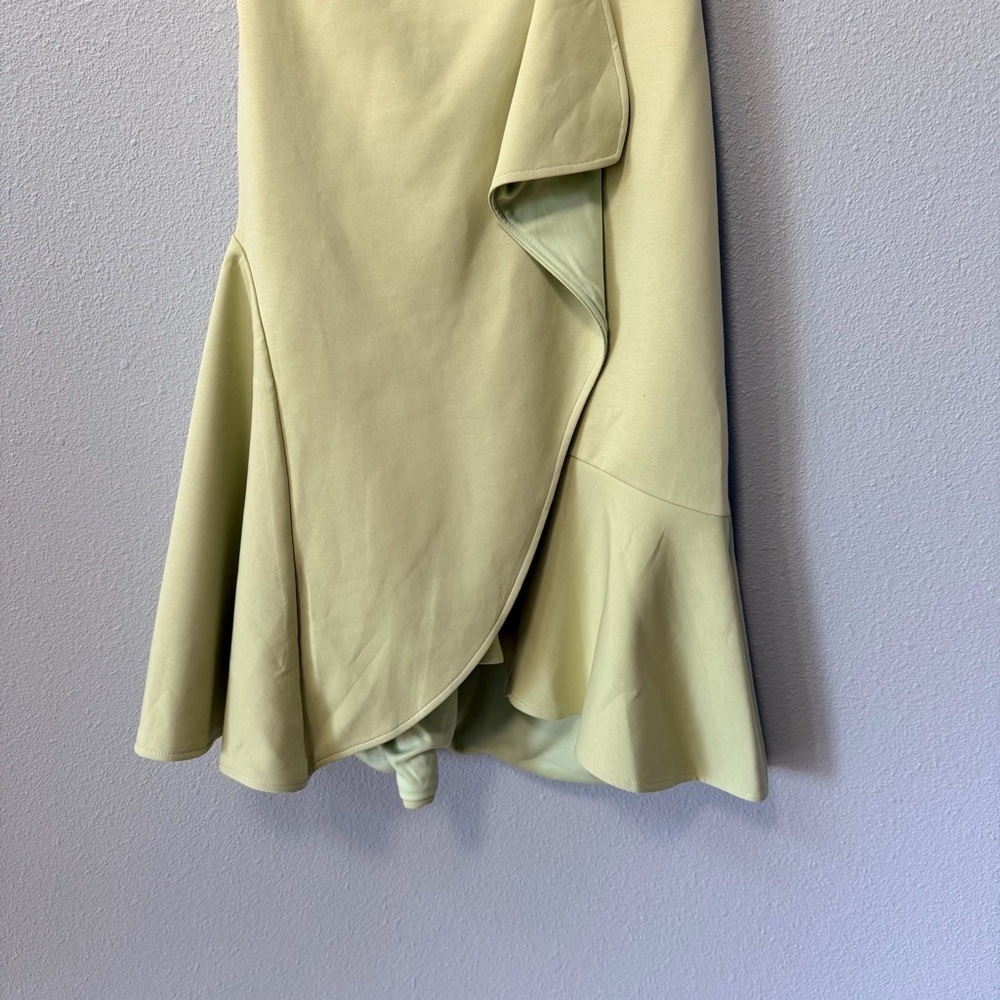 NWT Fehaute Sleeveless Light Green Mindi Length Twist Bow Detail Ruffle Hem - Picture 6 of 11